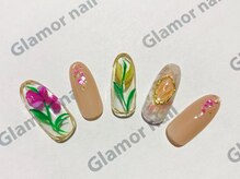 グラマーネイル(Glamor nail)/フラワーネイル×シェル