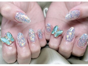 ミナミネイル(MINAMI NAIL)/ガラスラメ×蝶々