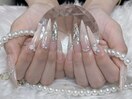 キラキラ、ロングネイル