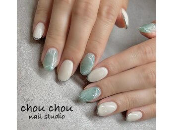 ネイルアンドアイラッシュスタジオ シュシュ(chouchou)/夏ニュアンス大理石ワンカラー