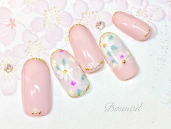 ボネール(nail & eyelash Bounail)/桜 手描き 花 フラワー パステル