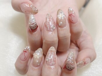 冬気分を楽しむツイードネイル