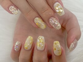 【山崎】キラキライエローネイル