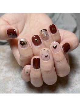 アティックネイルアトリエ(attic nail atelier)/バレンタイン風手描きジュエリー