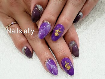 ネイルズアリー 立川店(Nails ally)/大理石×バラ×マグネットネイル