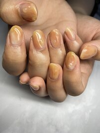 ニュアンスネイル-桃ネイル