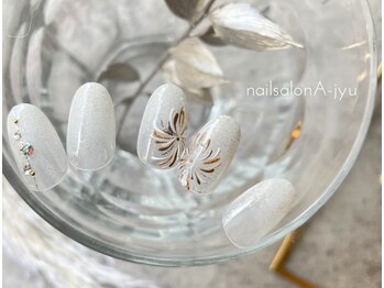 ネイルサロン アージュ(Nail Salon A jyu)/ホワイト×花火ネイル