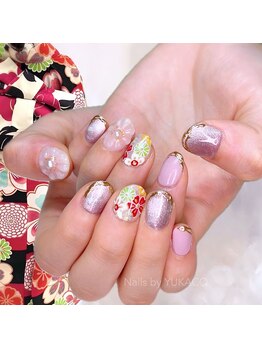 3D&ペイントフラワーネイル