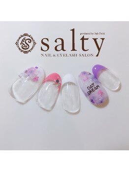 ネイルアンドアイラッシュサロン ソルティ 寺田町(salty)/押し花ネイル