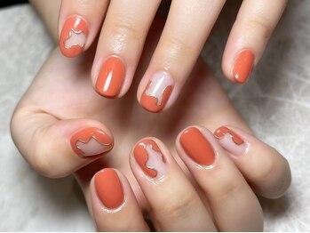 レディグリッター(Lady glitter)/くすみオレンジうねうねアート