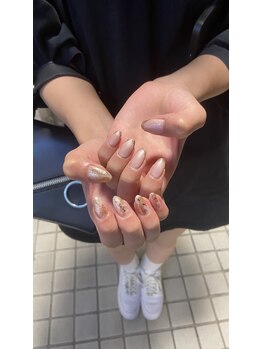 Mネイルアンドカフェ シェレステ/pink × gold