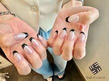 ネイル エミュスト(Nail Emuest)/キラキラブラックフレンチ