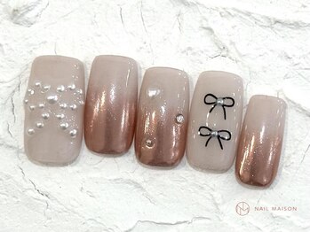 ネイルメゾン 池袋店(NAIL MAISON)/ミラーグラデリボン¥10550