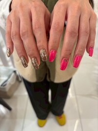 ピンクとラメの組み合わせ