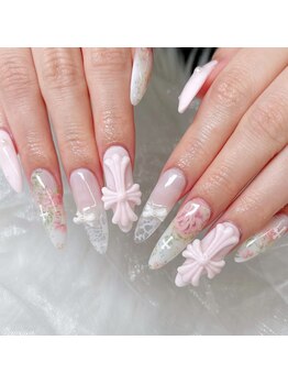 ティアラネイル(TIARA NAIL)の写真/【自店オフ無料☆】時間内無制限!!ジェル+アート付け放題¥9000♪華やかアートはTIARAにお任せ下さい☆
