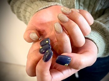 ヌル ネイル 堀江(NURU NAIL HORIE)/マグネット×ワンカラーアシメ☆