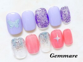 春夏蝶々ネイルデザイン