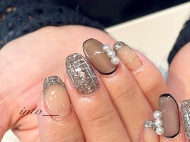 ツイード　秋ネイル　ブラック