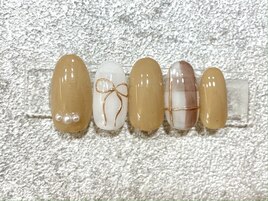 チェックとリボン