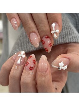 ネイルアトリエビー(nail atelier be’)/手描きクロム　ベージュネイル