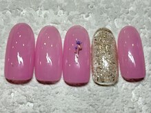 ネイルアンドアイラッシュ ネネ/ピンク　押し花　シール