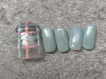 カラ ネイル 中津店(calla nail)/ぷくぷくチェックフットデザイン