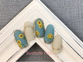 スエルテ ネイルサロン 北千住店/ひまわりミラーネイル　¥8000