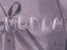 アイネイルズ 吉祥寺店(I nails)/手描きリボンクリアネイル