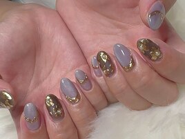 べっ甲・ミラーフラワーネイル
