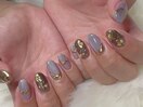 べっ甲・ミラーフラワーネイル