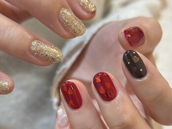 バレンタインネイル/ハートホロ