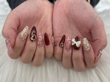 ディーネイル 池袋(D-nail)/[木村]ツイードリボンネイル
