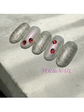 ユウネイル(YOU由NAIL)/赤ハートのワンホンネイル