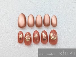 アシメオレンジネイル ￥6800