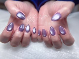 パープルのマグネットネイル