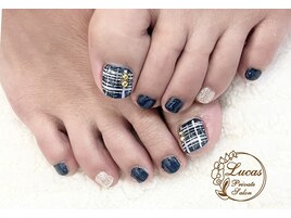 チェック柄フットネイル