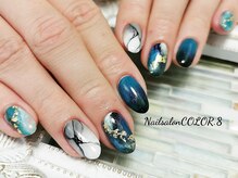 ネイルサロン カラーエイト(Nailsalon COLOR.8)/ブルー、ブラック、大理石