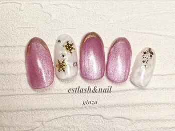 エストラッシュアンドネイル 銀座店(est lash&nail)/マグネット雪の結晶ネイル