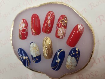 ネイルサロンアンドネイルスクールアートローズ 町田店(Art Rose)/和風お花ネイル