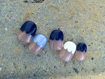 カニカニネイル 日本橋人形町(KANIKANI NAIL)/スキンカラーベース変形フレンチ