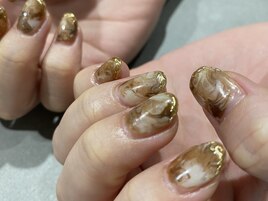 カフェネイル＋先端ミラー