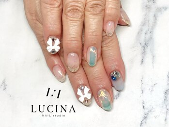 ネイルスタジオ ルキナ(LUCINA)/c-333 涼しげリボンネイル