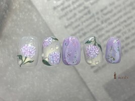 紫陽花梅雨ネイル