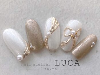ネイルアトリエルカ(nail atelier LUCA)/W-45　リボンブライダルネイル