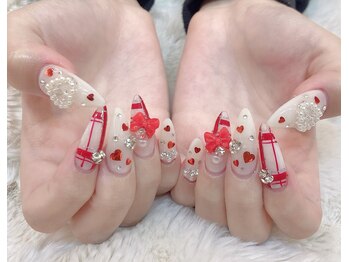 エスフィーネイルサロン ブリーユ(Esfy nailsalon Brille)/赤白バレンタインネイル