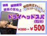 【5/18～5/30限定】ドライヘッドスパ15分　¥2000→¥500！