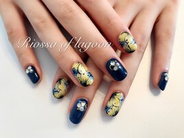 ドライフラワー×ネイビー