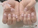 おはなとレースのガーリーネイル