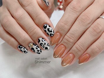 シマー(Shimmer)/レオパード柄×ミラーフレンチ