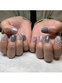 くすみブルー×オーロラ